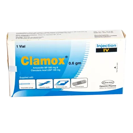 Pack Image: Clamox (500 mg Injection (600 mg vial)