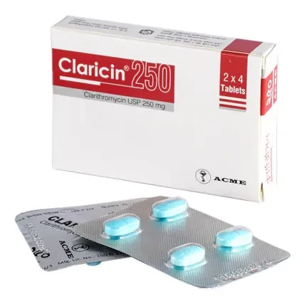 Pack Image: Claricin 250 mg Tablet (2 x 4)