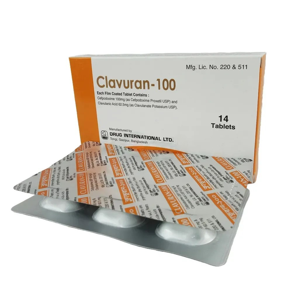 Pack Image: Clavuran 100 mg Tablet (2 x 7)