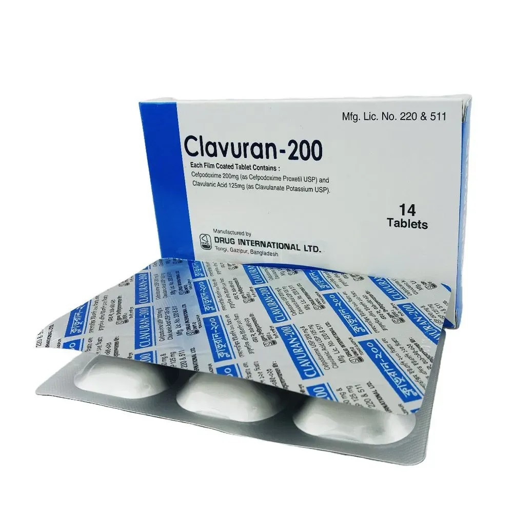Pack Image: Clavuran 200 mg Tablet (2 x 7)