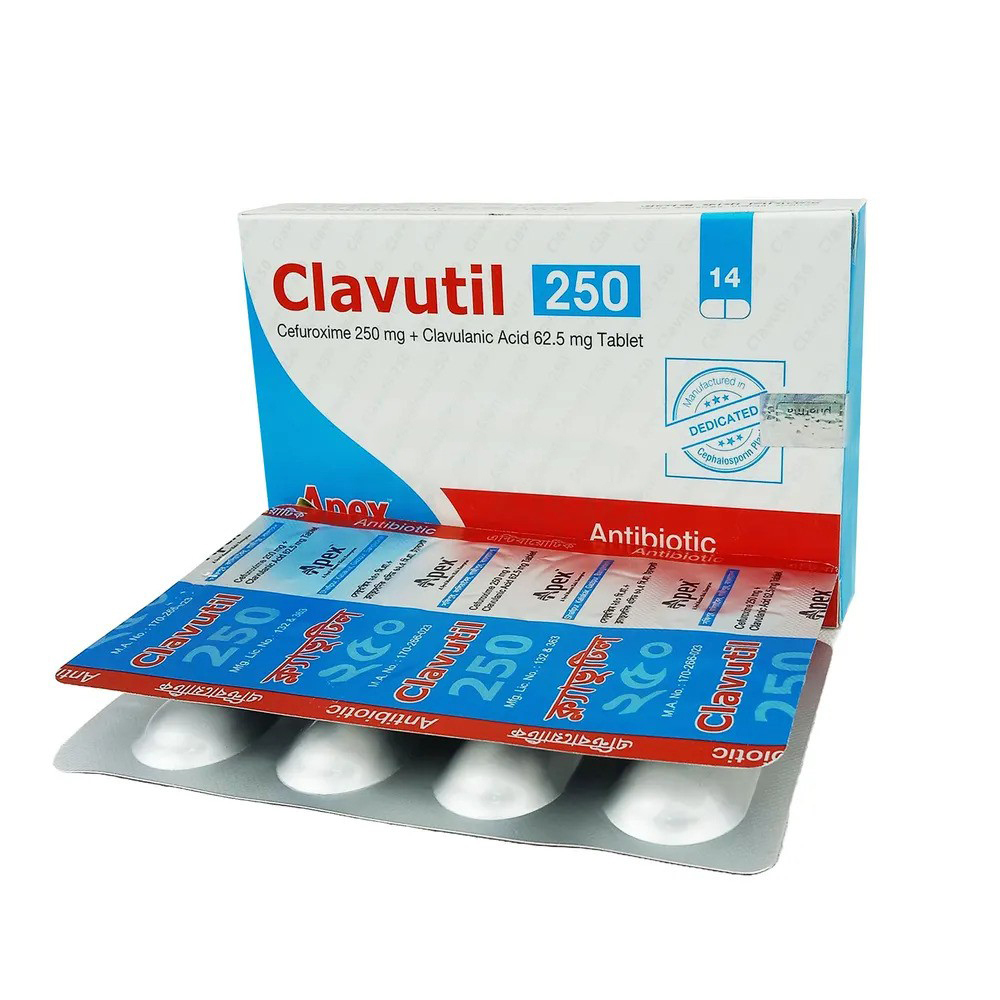 Pack Image: Clavutil 250 mg Tablet (2 x 7)