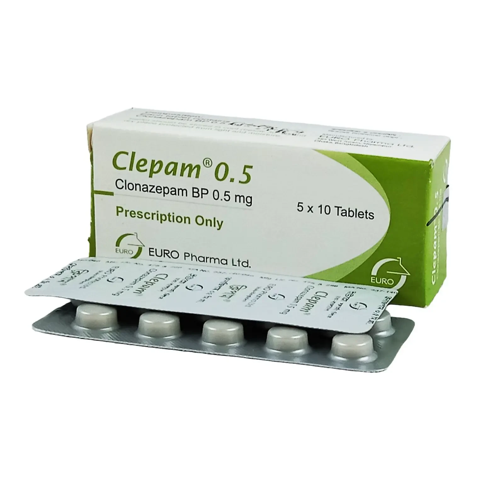 Pack Image: Clepam 0.5 mg Tablet (5 x 10)