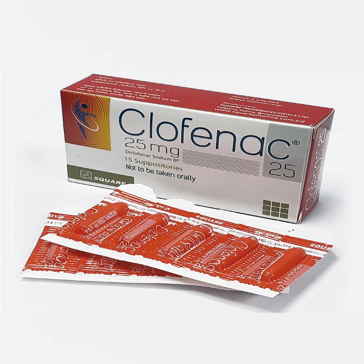 Pack Image: Clofenac 25 mg Suppository (3 x 5)