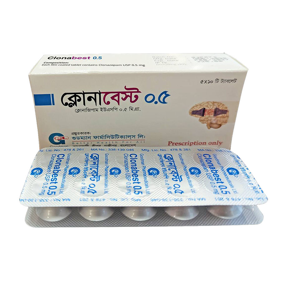 Pack Image: Clonabest 0.5 mg Tablet (5 x 10)