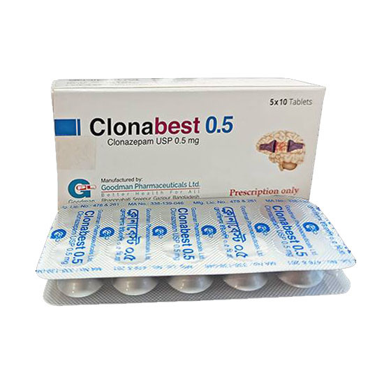 Pack Image: Clonabest 0.5 mg Tablet (5 x 10)