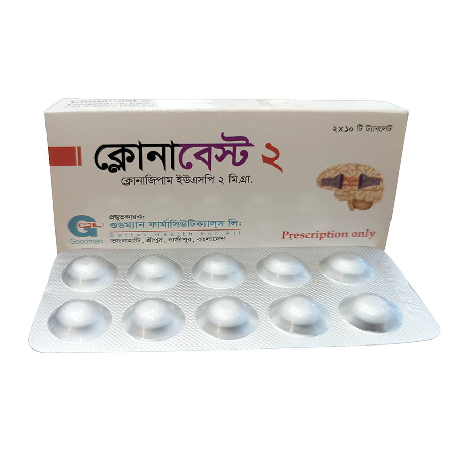 Pack Image: Clonabest 2 mg Tablet (2 x 10)