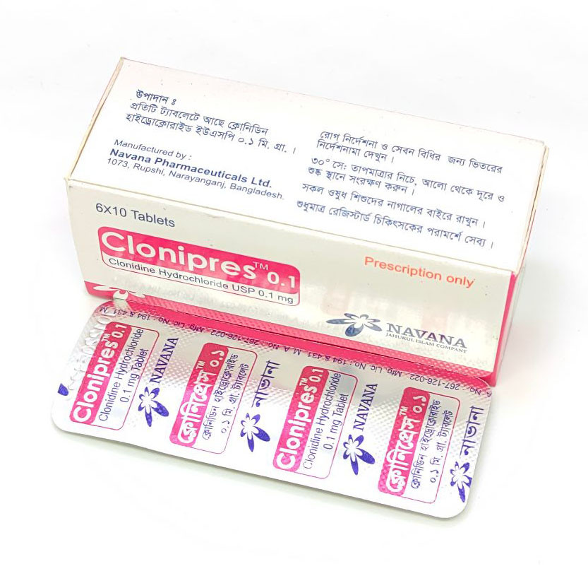 Pack Image: Clonipres 0.1 mg Tablet (6 x 10)