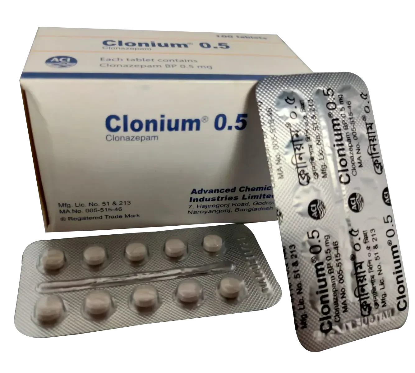Pack Image: Clonium 0.5 mg Tablet (10 x 10)