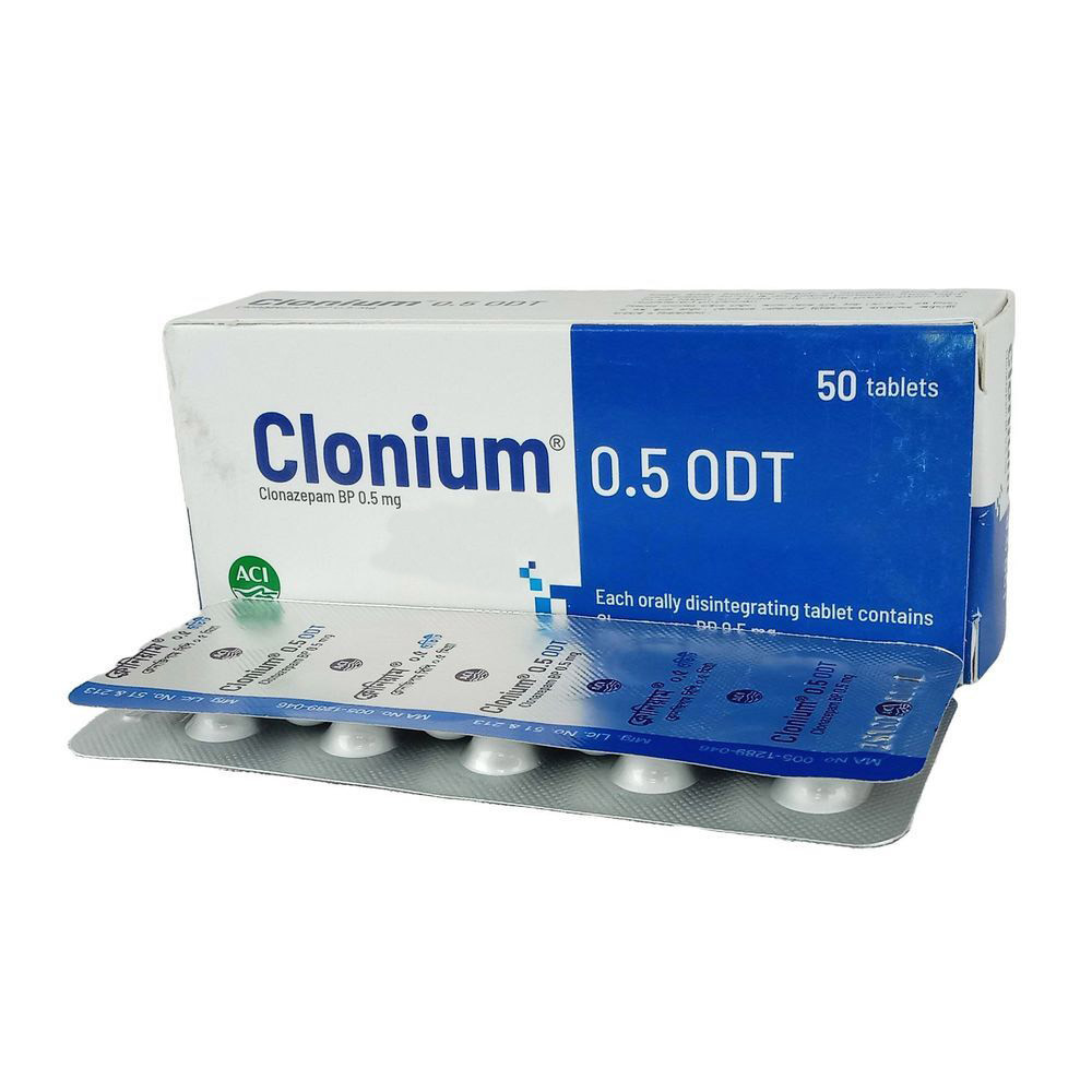 Pack Image: Clonium ODT 0.5 mg Tablet (5 x 10)