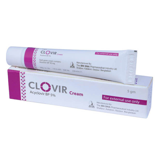 Pack Image: Clovir 5% w Cream (5 gm tube)