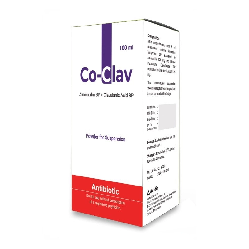 Pack Image: Co-Clav (125 mg Suspension (100 ml bottle)