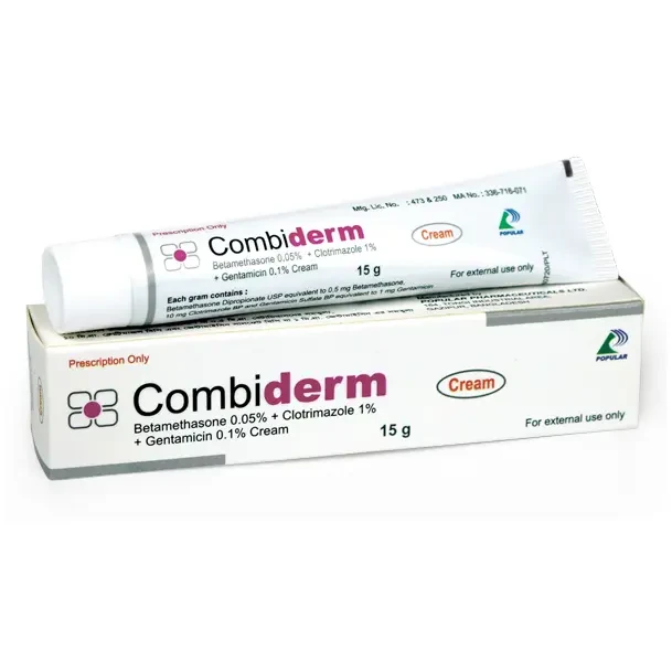 Pack Image: Combiderm 0.05% 1% Cream (15 gm tube)
