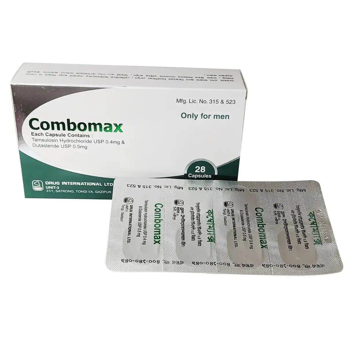 Pack Image: Combomax 0.4 mg Capsule (4 x 7)