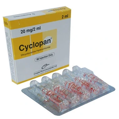 Pack Image: Cyclopan 20 mg Injection (2 ml ampoule)