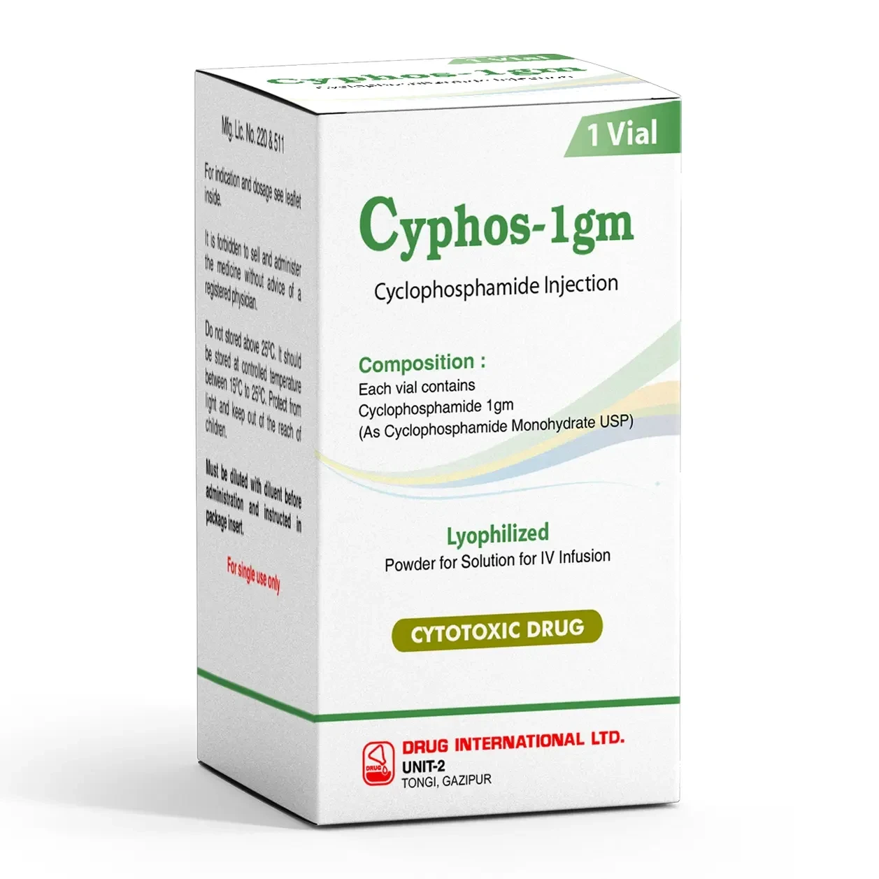 Pack Image: Cyphos 1 gm Injection (1 gm vial)