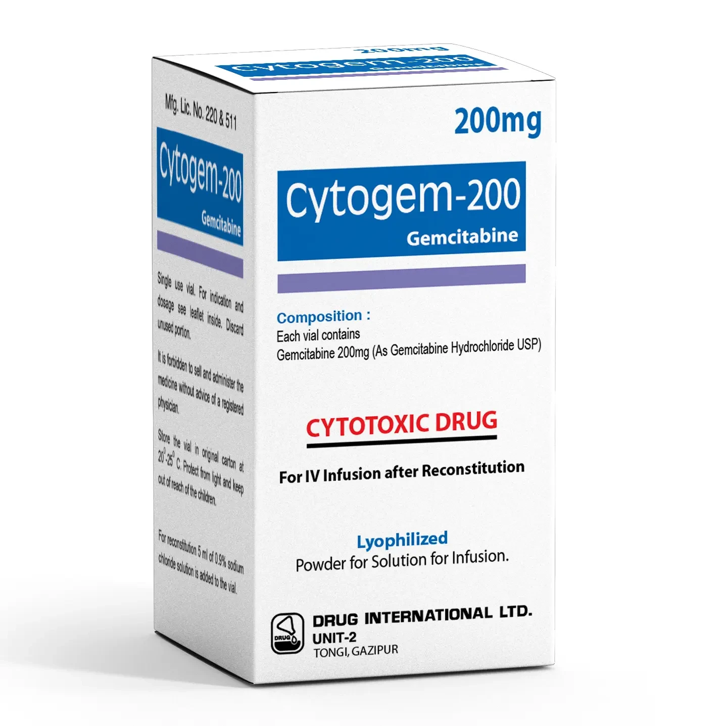 Pack Image: Cytogem 200 mg Injection (200 mg vial)