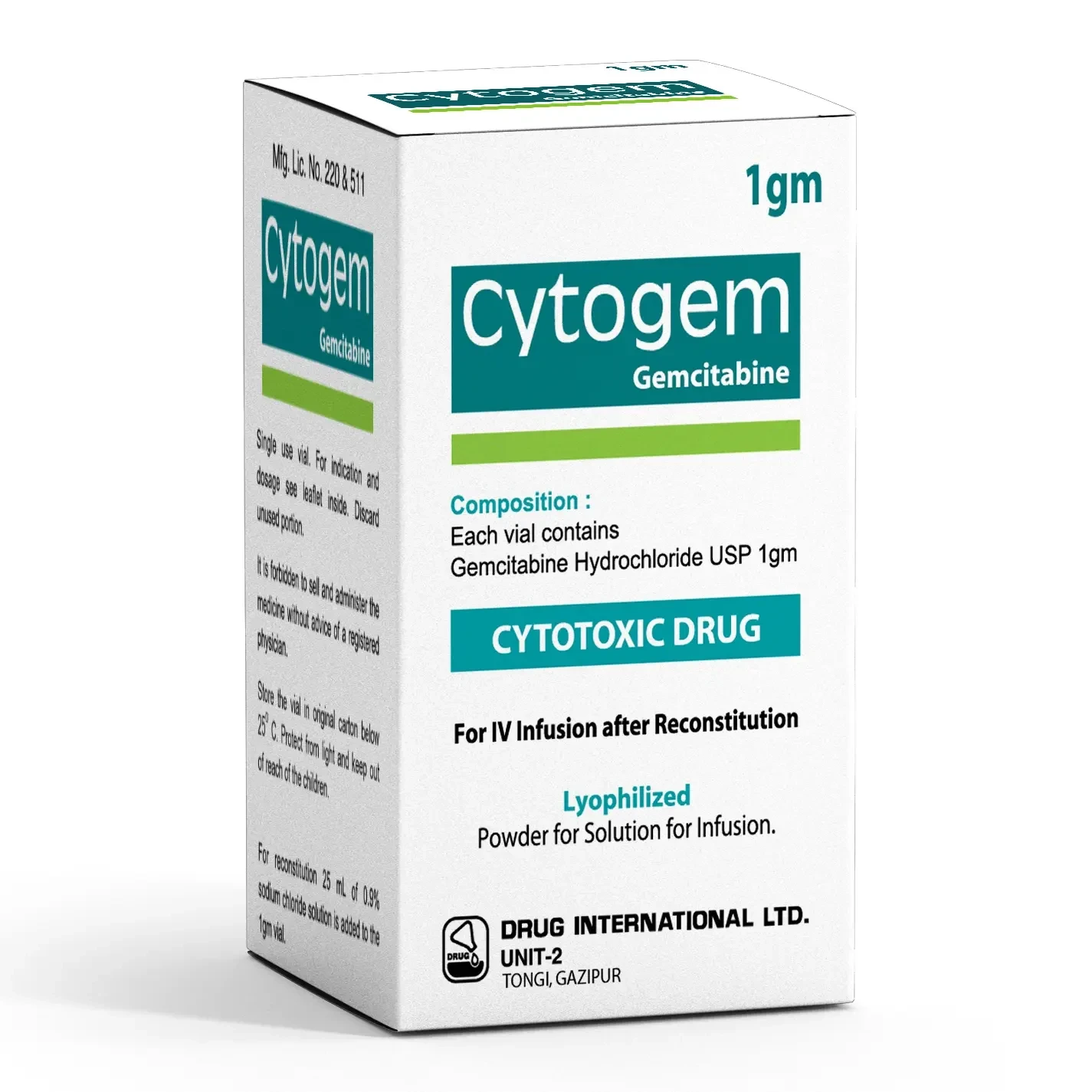 Pack Image: Cytogem 1 gm Injection (1 gm vial)