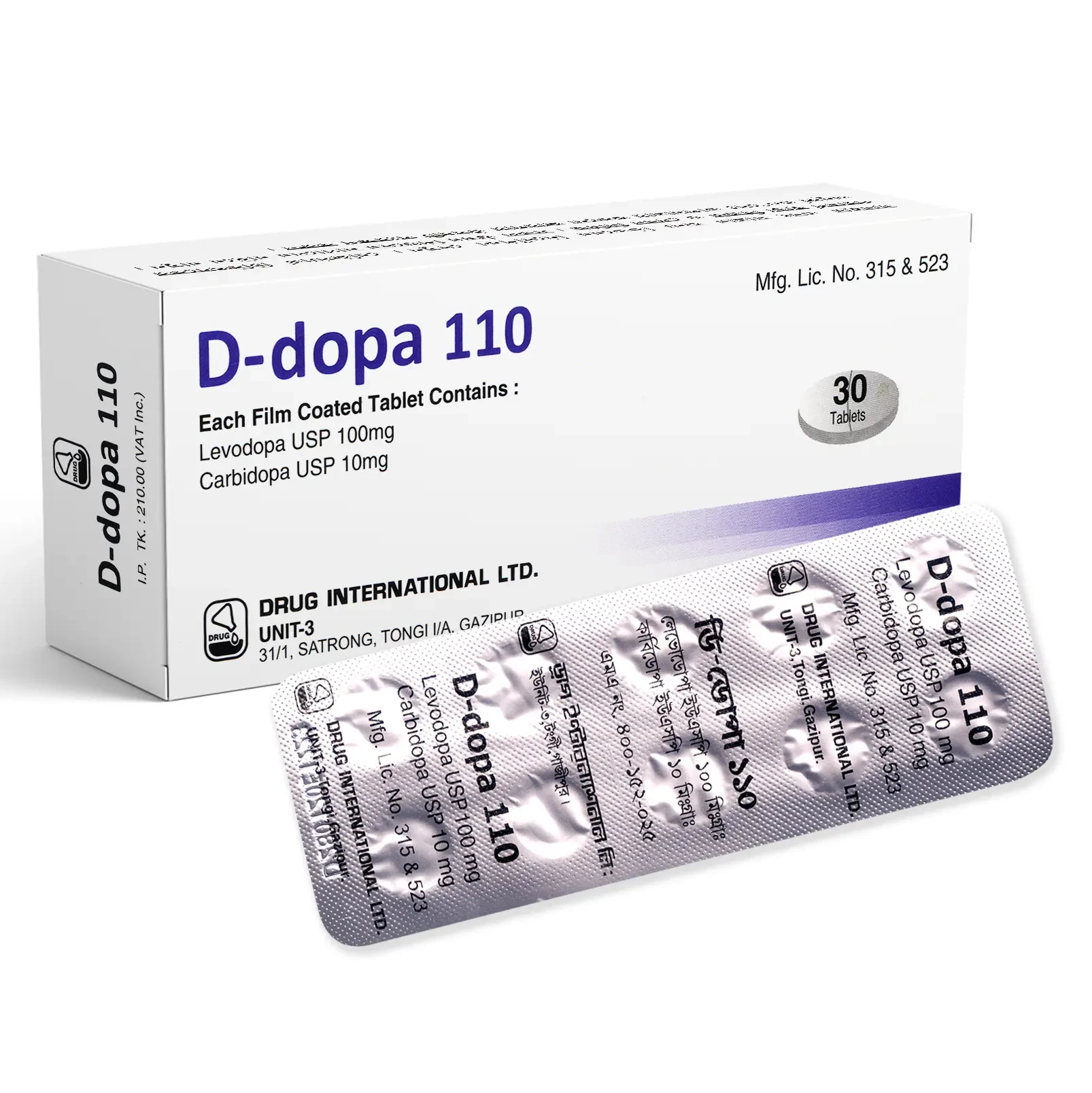 Pack Image: D-Dopa 100 mg Tablet (3 x 10)