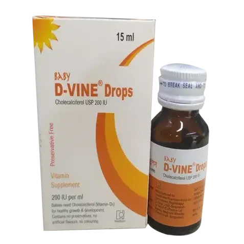 Pack Image: D-Vine 200 IU Pediatric Drop (15 ml bottle)