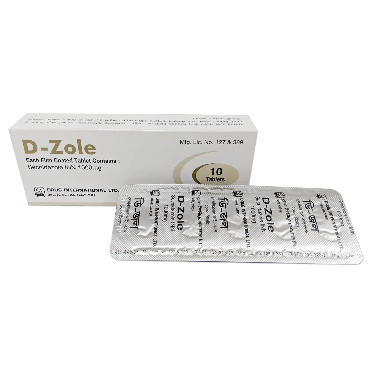 Pack Image: D-Zole 1000 mg Tablet (2 x 5)