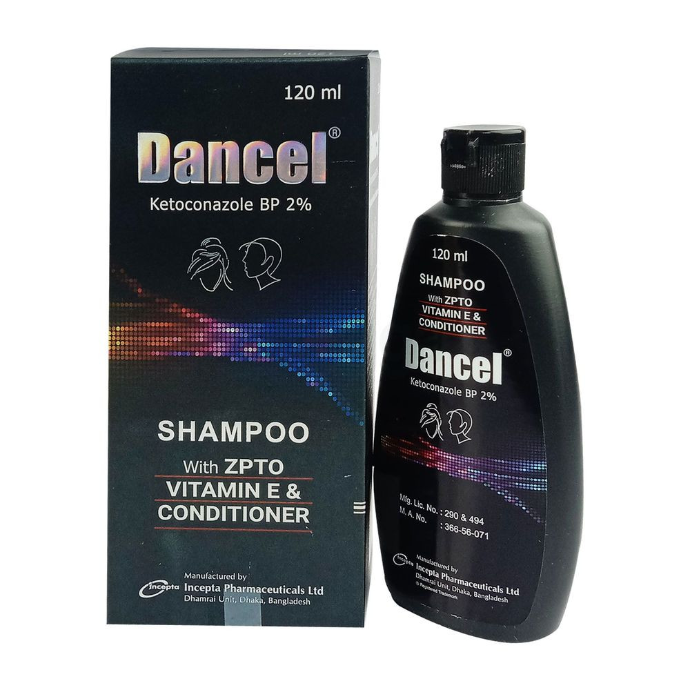 Pack Image: Dancel 2% Shampoo (120 ml bottle)