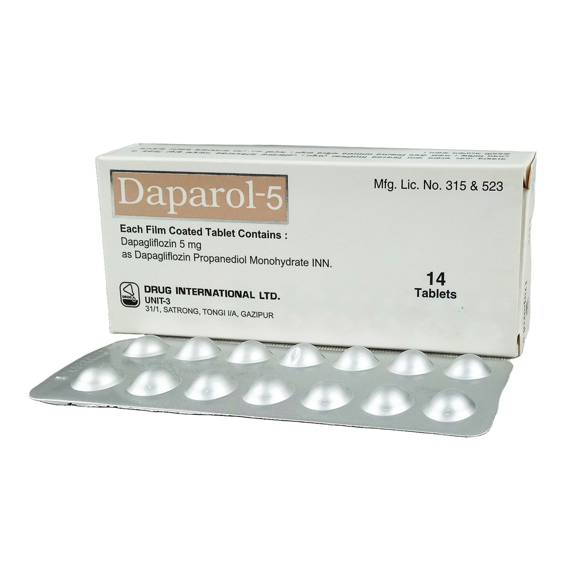 Pack Image: Daparol 5 mg Tablet (1 x 14)