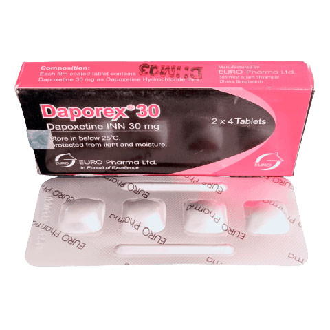 Pack Image: Daporex 30 mg Tablet (2 x 4)