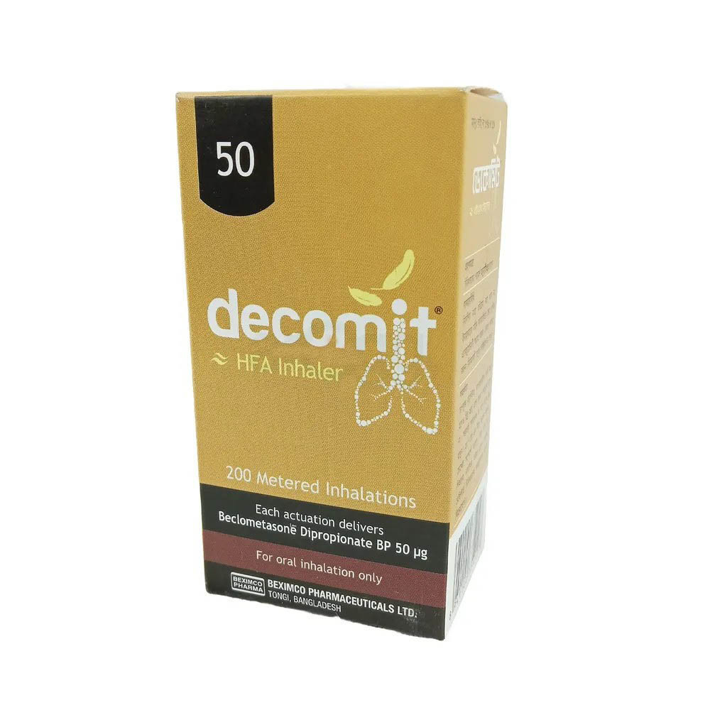 Pack Image: Decomit 50 mcg Inhaler (200 metered doses)