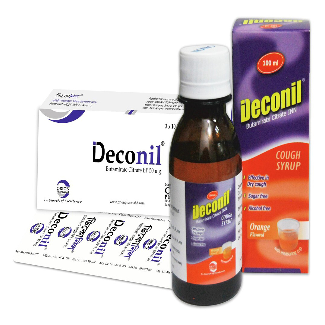 Pack Image: Deconil 7.5 mg Syrup (100 ml bottle)