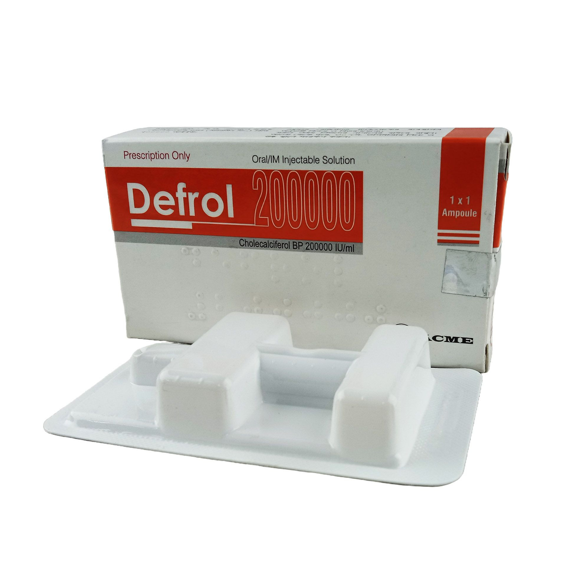 Pack Image: Defrol 200000 IU Injectable Solution (Oral & IM) (1 ml ampoule)