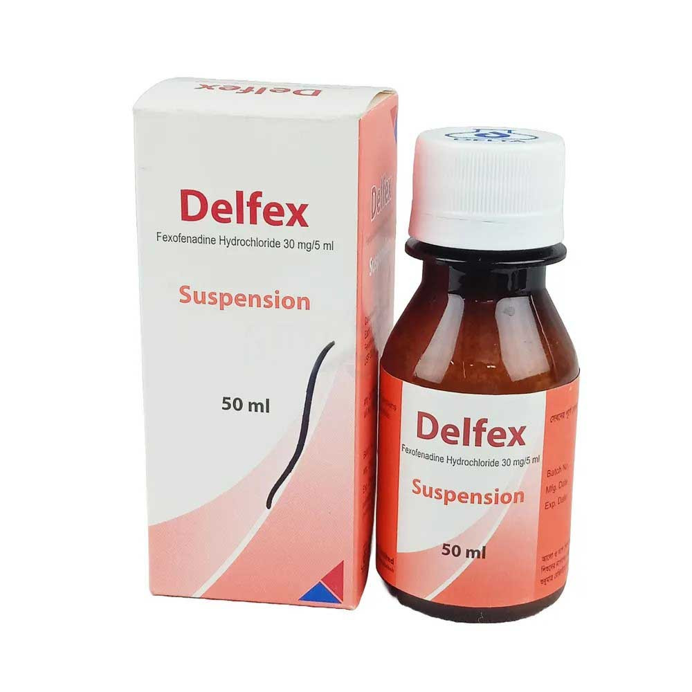 Pack Image: Delfex 30 mg Suspension (50 ml bottle)
