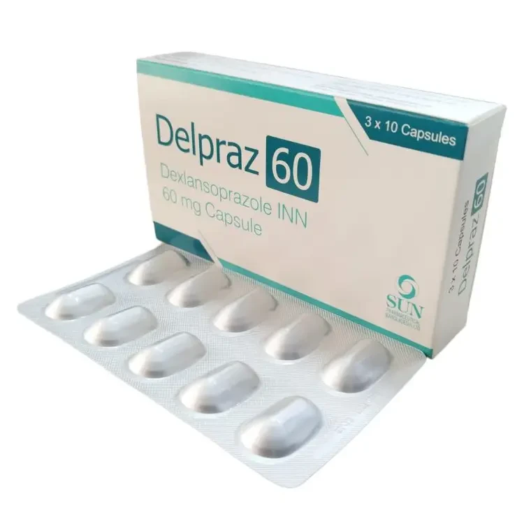 Pack Image: Delpraz 60 mg Capsule (3 x 10)