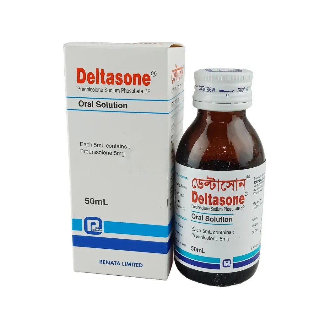 Pack Image: Deltasone 5 mg Oral Solution (50 ml bottle)