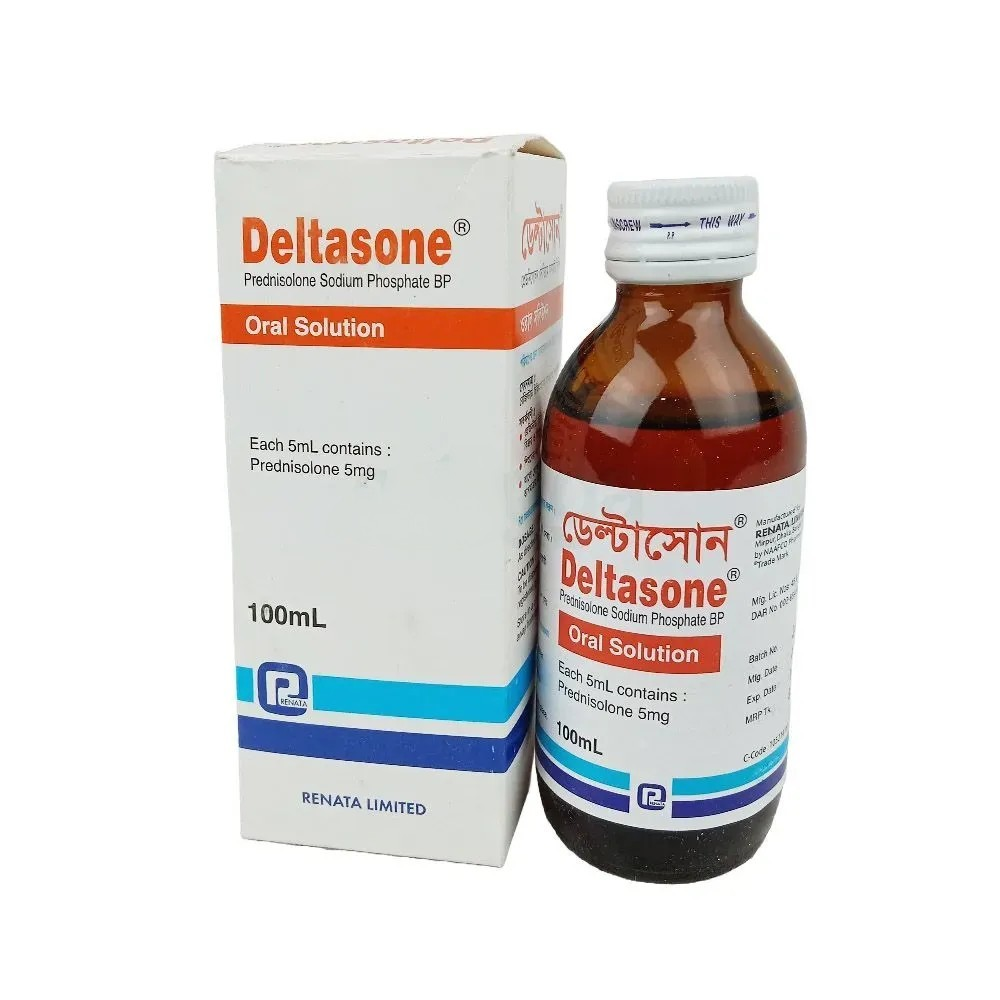 Pack Image: Deltasone 5 mg Oral Solution (100 ml bottle)