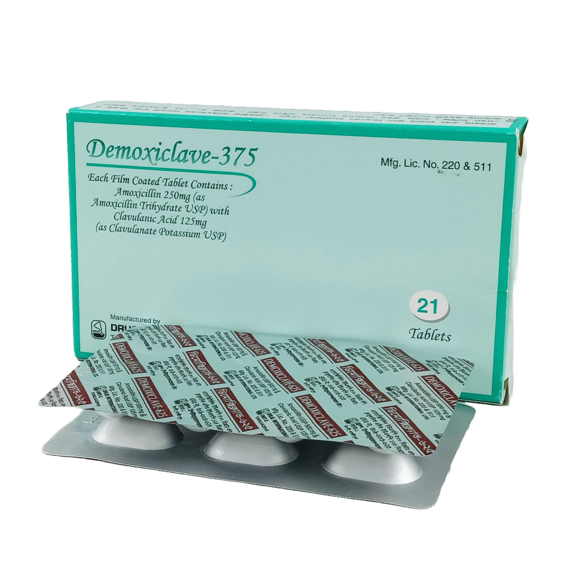 Pack Image: Demoxiclave 250 mg Tablet (3 x 7)