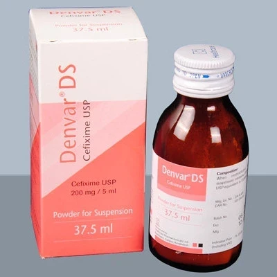 Pack Image: Denvar DS 200 mg Suspension (50 ml in bottle)