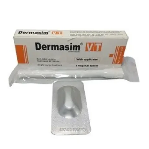 Pack Image: Dermasim VT 500 mg Vaginal Tablet (1's pack)