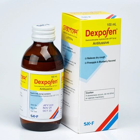 Pack Image: Dexpofen 10 mg Syrup (100 ml bottle)