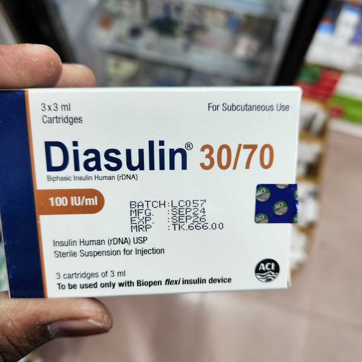 Pack Image: Diasulin 30% 70% Injection (10 ml vial)