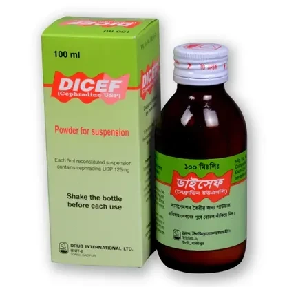 Pack Image: Dicef 125 mg Suspension (100 ml bottle)