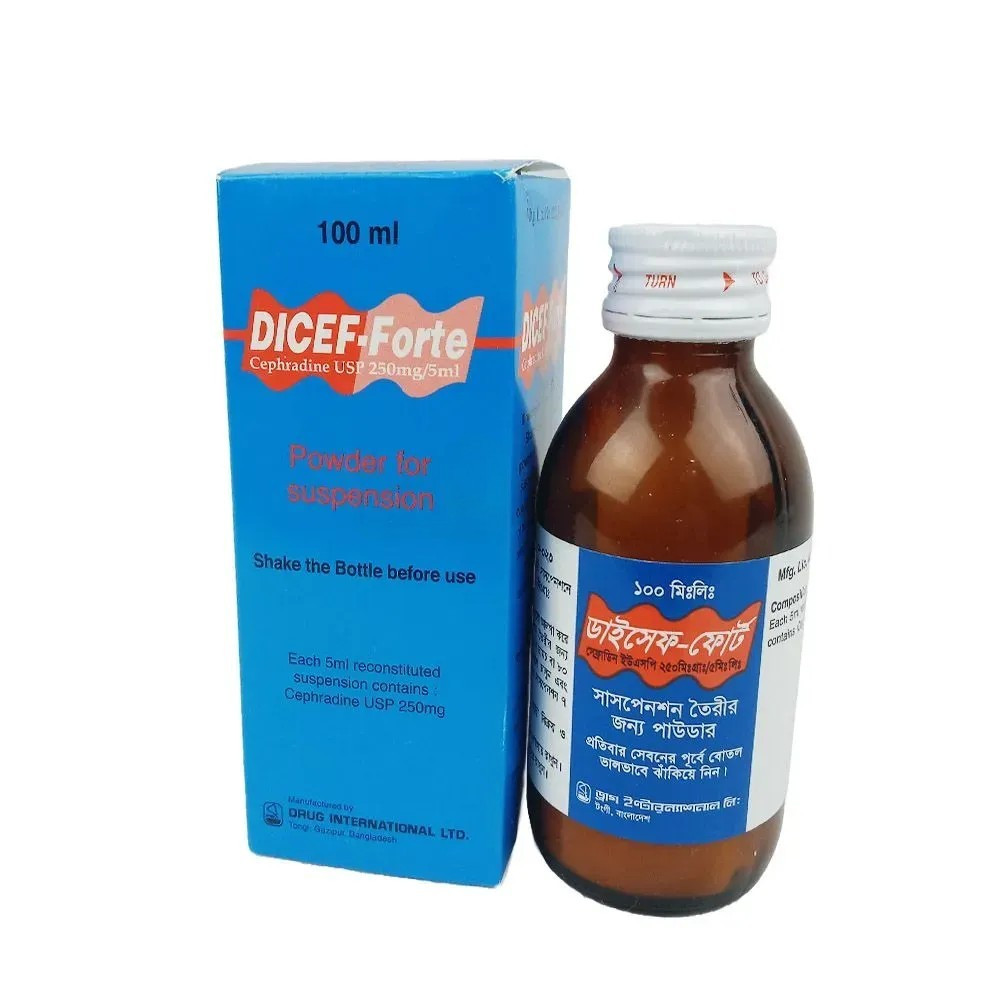Pack Image: Dicef Forte 250 mg Suspension (100 ml bottle)