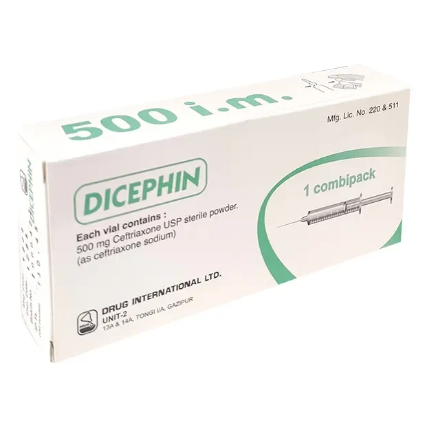 Pack Image: Dicephin 500 mg Injection (500 mg vial)