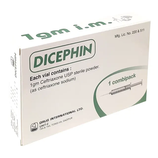 Pack Image: Dicephin 1 gm Injection (1 gm vial)