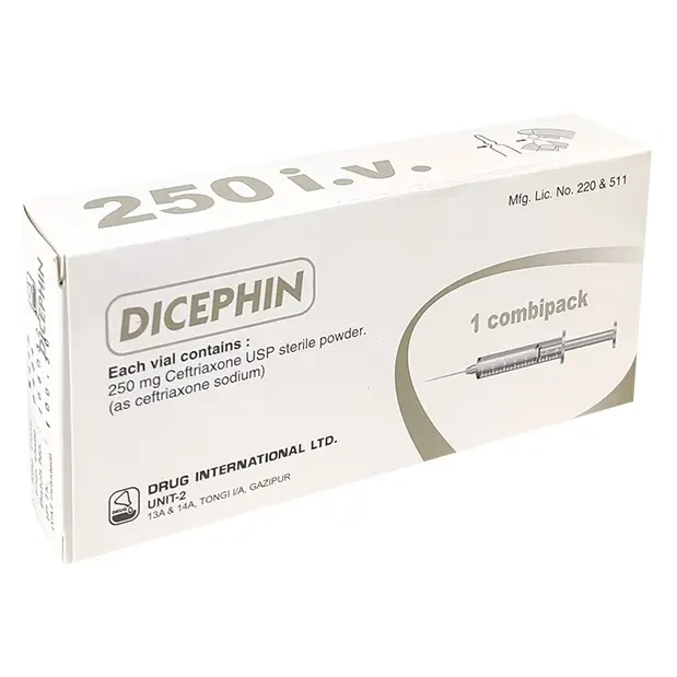 Pack Image: Dicephin 250 mg Injection (250 mg vial)