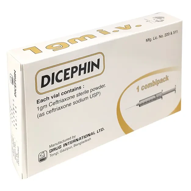 Pack Image: Dicephin 1 gm Injection (1 gm vial)