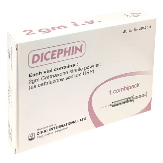 Pack Image: Dicephin 2 gm Injection (2 gm vial)