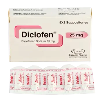 Pack Image: Diclofen 25 mg Suppository (2 x 5)
