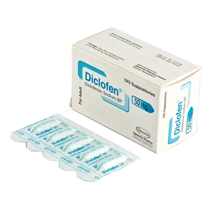 Pack Image: Diclofen 50 mg Suppository (5 x 5)