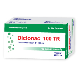 Pack Image: Diclonac TR 100 mg Capsule (5 x 10)