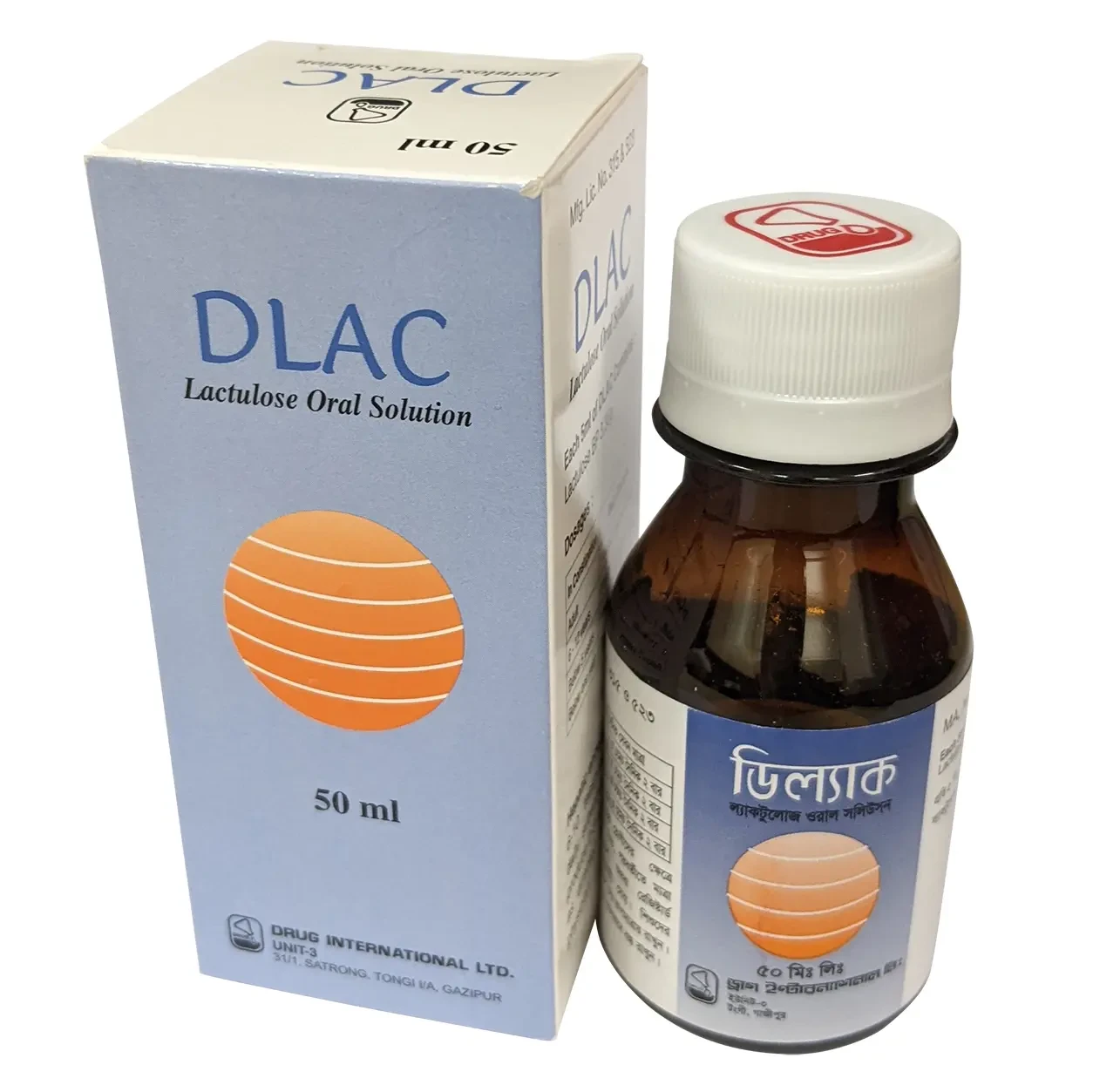 Pack Image: Dlac 3.35 gm Oral Solution (50 ml bottle)